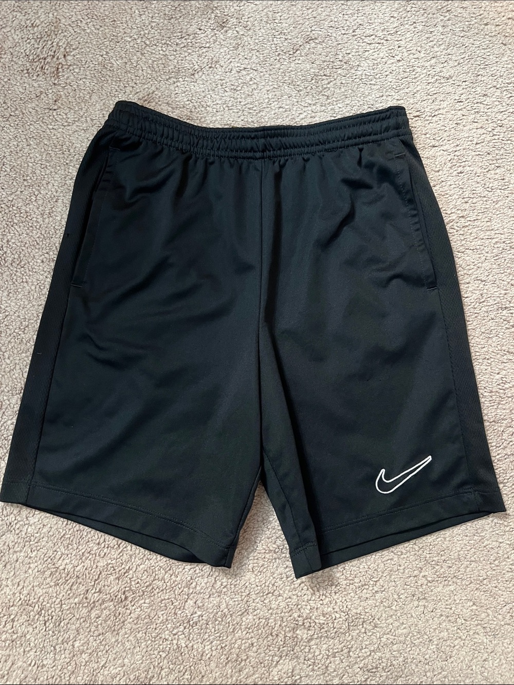 Nike Black Boy’s Dri Fit Athletic Shorts with White Swoosh